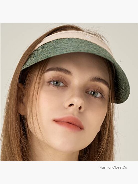 Raffia Sun Visor Hat with Detachable Frame for Travel, Golf, Hiking
